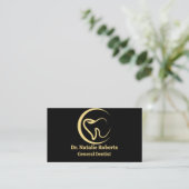 Dental Care Elegante Gold Tooth Logo Zahnarzt Terminkarte (Stehend Vorderseite)