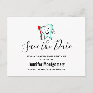 Dental Care Happy Tooth Abschluss Save the Date Einladungspostkarte