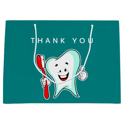 Dental Care Happy Tooth mit Toothbrush Vielen Dank Große Geschenktüte (Vorderseite)