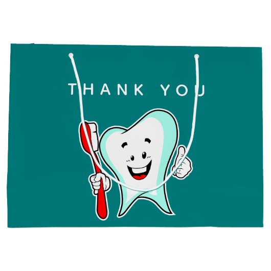 Dental Care Happy Tooth mit Toothbrush Vielen Dank Große Geschenktüte (Rückseite)