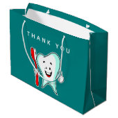 Dental Care Happy Tooth mit Toothbrush Vielen Dank Große Geschenktüte (Rückseite Schrägansicht)