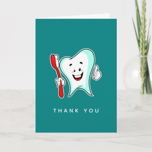 Dental Care Happy Tooth mit Toothbrush Vielen Dank Karte (Vorderseite)