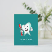 Dental Care Happy Tooth mit Toothbrush Vielen Dank Postkarte (Stehend Vorderseite)