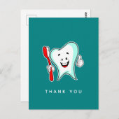 Dental Care Happy Tooth mit Toothbrush Vielen Dank Postkarte (Vorne/Hinten)