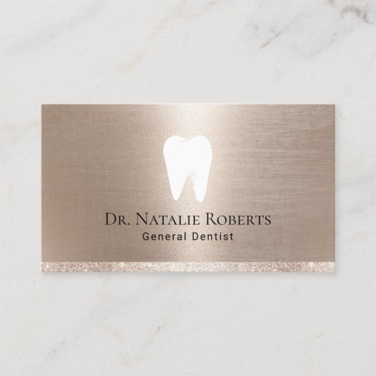 Dental Care Tooth Logo Modern Gold Dentiers Terminkarte (Vorderseite)