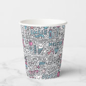 Dental Cartoon Pattern Pappbecher (Rückseite)