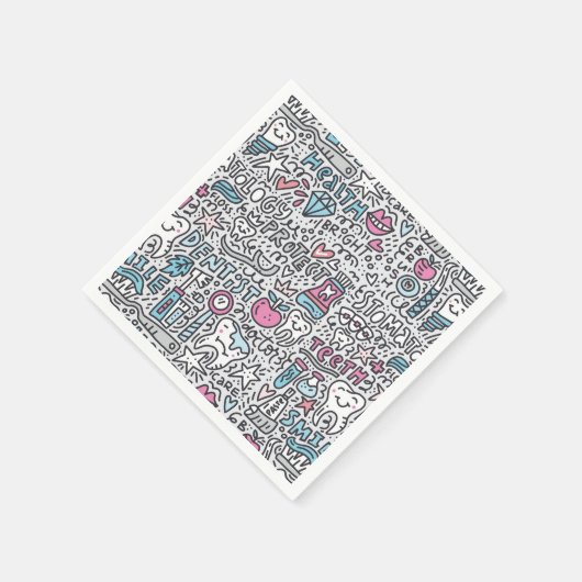 Dental Cartoon Pattern Serviette (Ecke)
