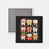 Dental Christmas Cute Teeth Dentist Santa Hat Xmas Magnet (Vorderseite/Rückseite)
