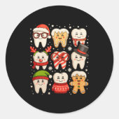 Dental Christmas Cute Teeth Dentist Santa Hat Xmas Runder Aufkleber (Vorderseite)