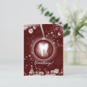 Dental Christmas Postcard Burgundy Red Feiertagspostkarte (Stehend Vorderseite)