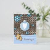 Dental Christmas Postcard Gingerbread Blue Feiertagspostkarte (Stehend Vorderseite)
