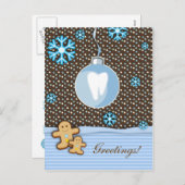 Dental Christmas Postcard Gingerbread Blue Feiertagspostkarte (Vorne/Hinten)