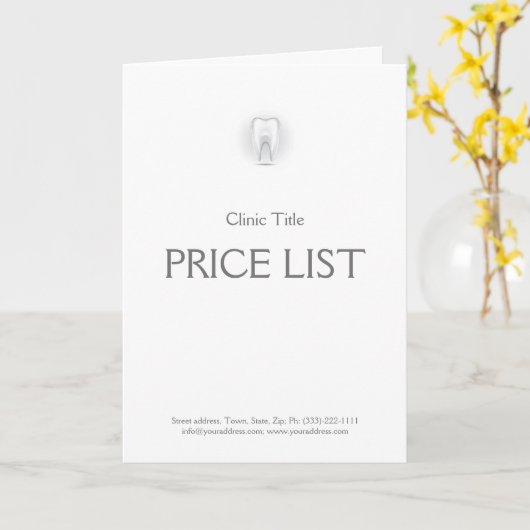 Dental Clinic Private Price List White Tooth Icon Karte (Gelbe Blume)