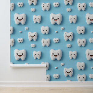 Dental Clinic Wanddekor Weiß Lächelnde Gesichtshau Tapete