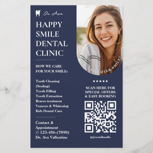 Dental Cosmetic Dentist Charcoal Blue Minimal Flyer (Vorne)