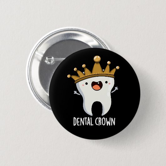 Dental Crown Funny Tooth Puff Dark BG Button (Vorne & Hinten)