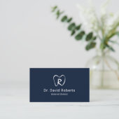 Dental Custom Tooth Logo Navy Blue Dentis Visitenkarte (Stehend Vorderseite)