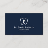 Dental Custom Tooth Logo Navy Blue Dentis Visitenkarte (Vorderseite)