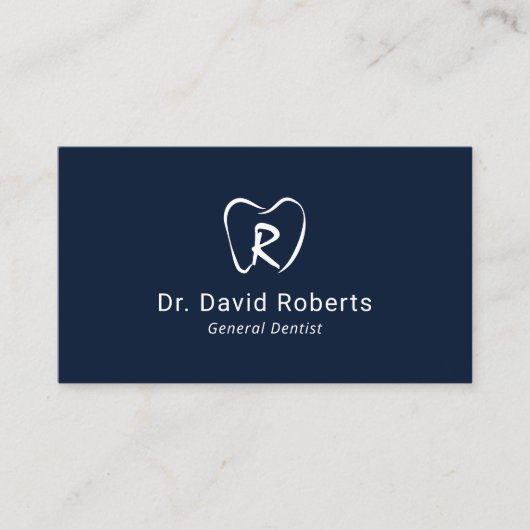 Dental Custom Tooth Logo Navy Blue Dentis Visitenkarte (Vorderseite)