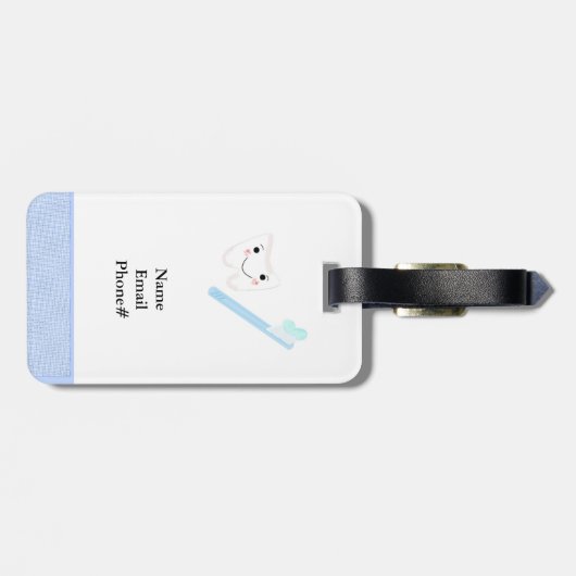 Dental Design Tooth und Brush Gepäckanhänger (Rückseite horizontal)