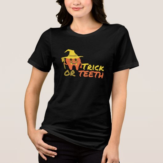 Dental Halloween Trick oder Teeth Funny Dentist Tri-Blend Shirt (Vorderseite)