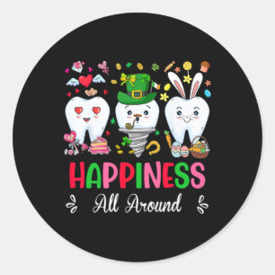 Dental Happy Rund um Valentine St Patrick E Runder Aufkleber
