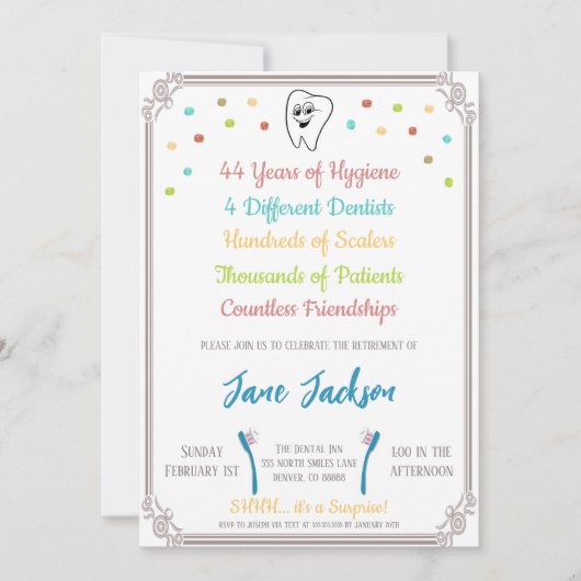 Dental Hygienic Retirement Celebration Einladung (Vorderseite)