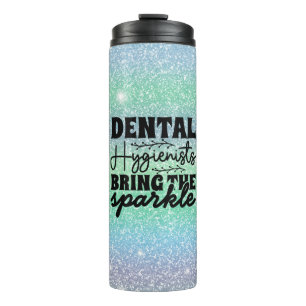 Dental Hygienic Sparkle Rainbow Glitzer Green Thermosbecher