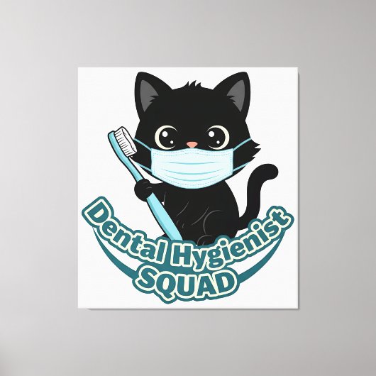 Dental Hygienist Black Cat Wall Art – Printable Of Leinwanddruck (Vorderseite)