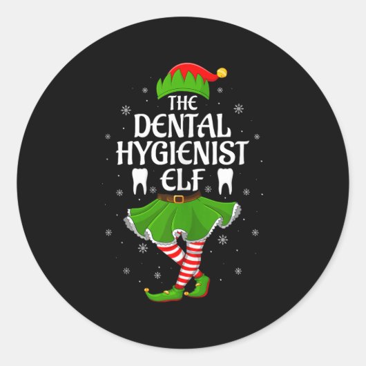Dental Hygienist Elf Christmas Girls Women Elf Squ Runder Aufkleber (Vorderseite)