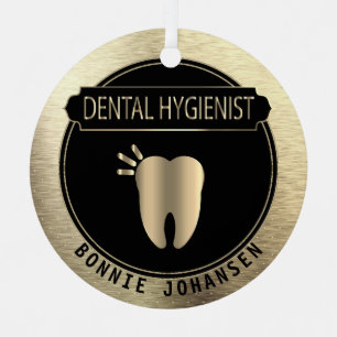 Dental 🦷 Hygienist - Schwarz und Gold Ornament Aus Metall