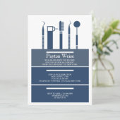 Dental Instruments Abschluss Navy Blue Einladung (Stehend Vorderseite)