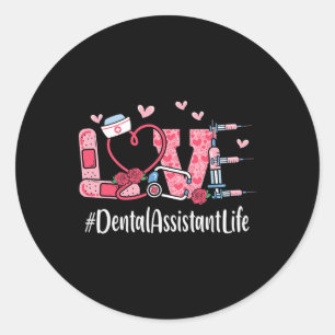 Dental Istant Love Valentinstag Frauen Herz Würdig Runder Aufkleber