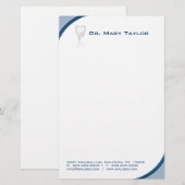 Dental Molar Tooth Stationery Blue Curve Briefpapier (Vorne/Hinten)