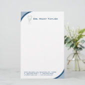 Dental Molar Tooth Stationery Blue Curve Briefpapier (Stehend Vorderseite)
