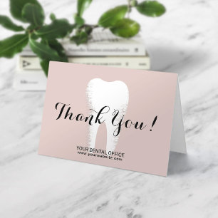 Dental Office Dentist Tooth Blush Pink Thank You Dankeskarte