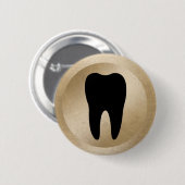 Dental Office Dentist Tooth Gold Button (Vorne & Hinten)