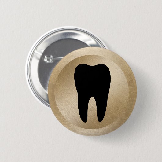 Dental Office Dentist Tooth Gold Button (Vorne & Hinten)