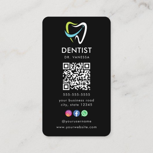 Dental QR-Code für berufliches Dentallogo für Zahn Visitenkarte (Rückseite)