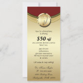 Dental Rack Card Geschenkgutschein Gold Molar Rot (Rückseite)