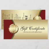 Dental Rack Card Geschenkgutschein Gold Molar Rot (Vorne/Hinten)