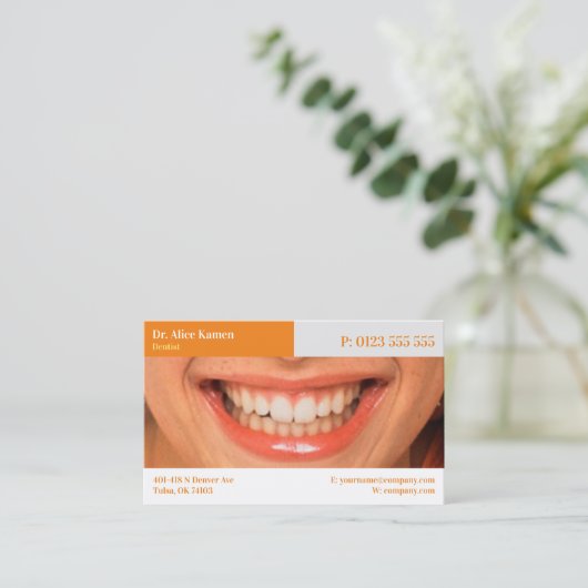 Dental | Schönes Lächeln Visitenkarte (Stehend Vorderseite)