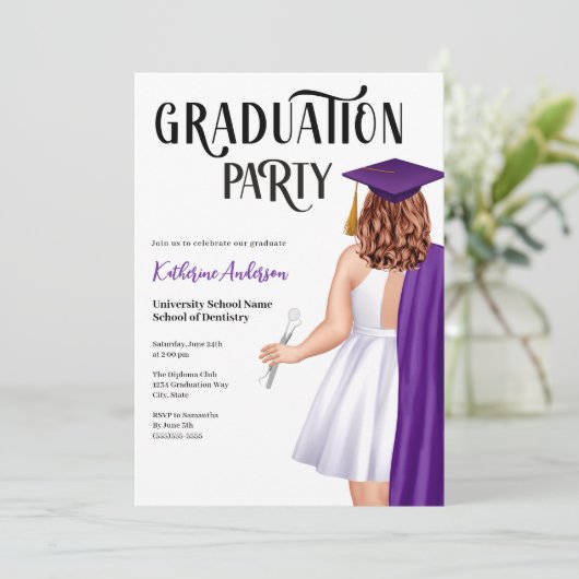 Dental School Graduation Party Einladung (Stehend Vorderseite)
