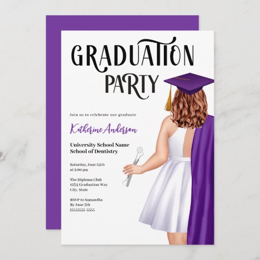 Dental School Graduation Party Einladung (Vorne/Hinten)