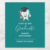 Dental School Happy Tooth Graduation Cap Danke Weinetikett (Einzelnes Label)
