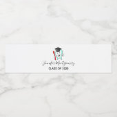 Dental School Happy Tooth Graduation Cap Wasserflaschenetikett (Einzelnes Label)