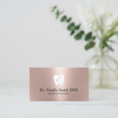 Dental Sparkle Tooth Logo Modern Rose Gold Dentist Visitenkarte (Stehend Vorderseite)