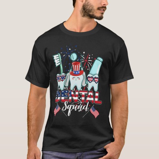 Dental Squad 4th Of July Teeth Crew Independence T-Shirt (Vorderseite)