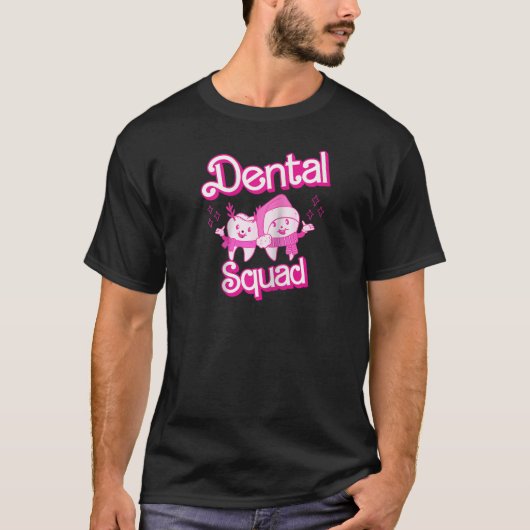Dental Squad Funny Santa Reindeer Teeth Retro Rosa T-Shirt (Vorderseite)