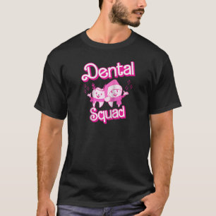 Dental Squad Funny Santa Teeth Dentist Retro Pink T-Shirt